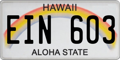 HI license plate EIN603