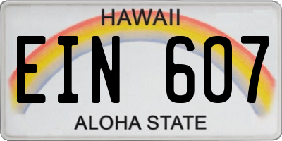 HI license plate EIN607