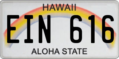 HI license plate EIN616