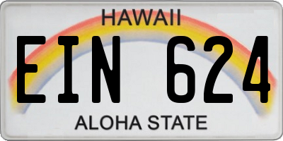 HI license plate EIN624