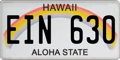HI license plate EIN630
