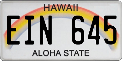 HI license plate EIN645