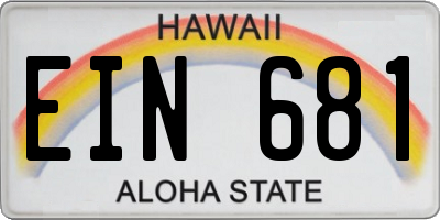 HI license plate EIN681