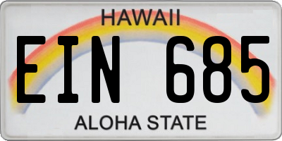 HI license plate EIN685