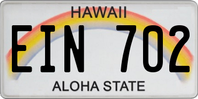 HI license plate EIN702