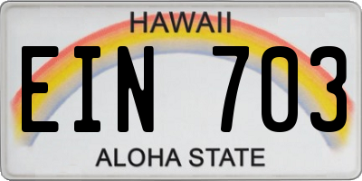 HI license plate EIN703