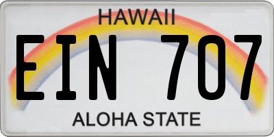 HI license plate EIN707