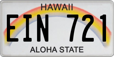 HI license plate EIN721