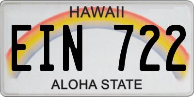 HI license plate EIN722