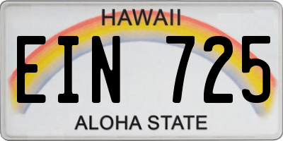 HI license plate EIN725