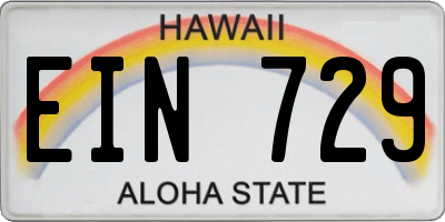 HI license plate EIN729
