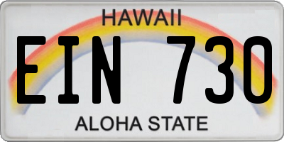 HI license plate EIN730