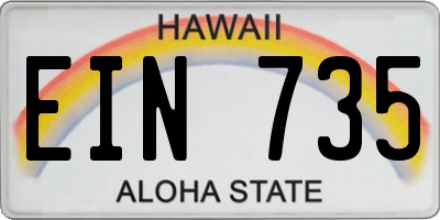 HI license plate EIN735