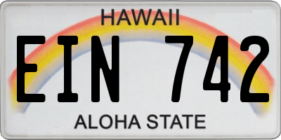 HI license plate EIN742