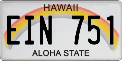 HI license plate EIN751