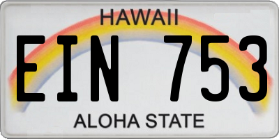 HI license plate EIN753