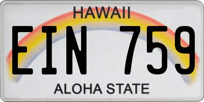 HI license plate EIN759