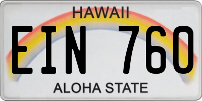 HI license plate EIN760