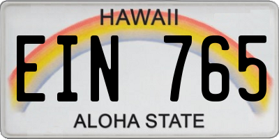 HI license plate EIN765