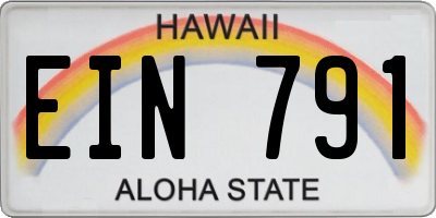 HI license plate EIN791