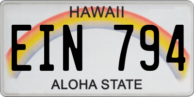 HI license plate EIN794