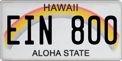 HI license plate EIN800
