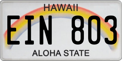 HI license plate EIN803