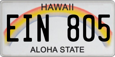 HI license plate EIN805