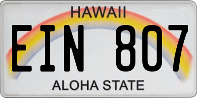 HI license plate EIN807