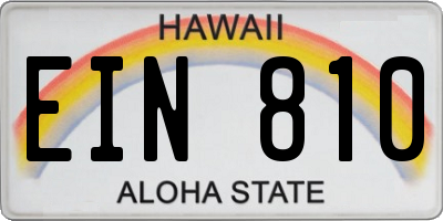 HI license plate EIN810