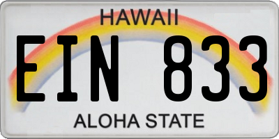 HI license plate EIN833