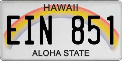HI license plate EIN851