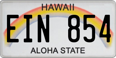 HI license plate EIN854