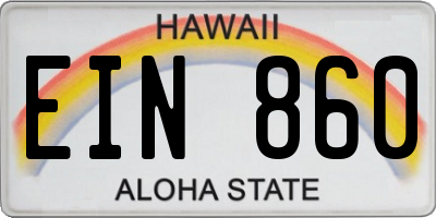 HI license plate EIN860