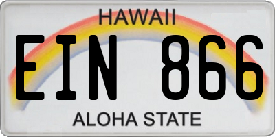 HI license plate EIN866