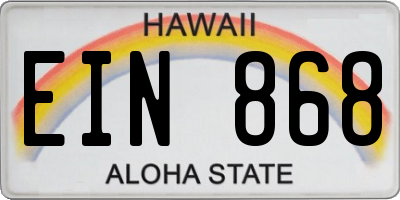 HI license plate EIN868