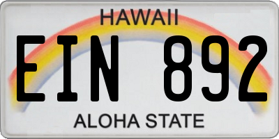 HI license plate EIN892