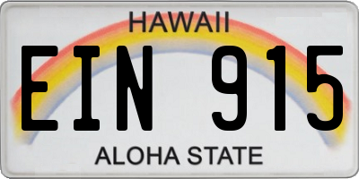 HI license plate EIN915