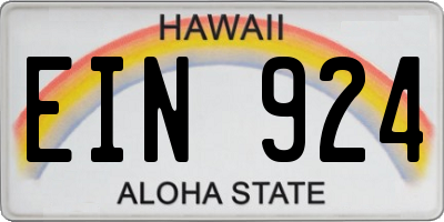 HI license plate EIN924
