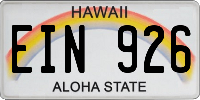HI license plate EIN926