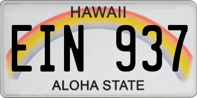 HI license plate EIN937