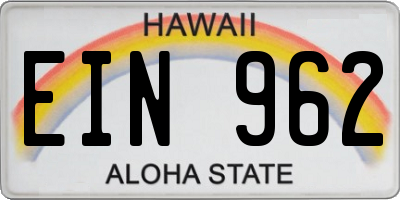HI license plate EIN962