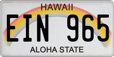 HI license plate EIN965