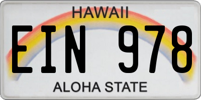 HI license plate EIN978