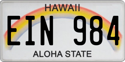 HI license plate EIN984