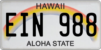 HI license plate EIN988