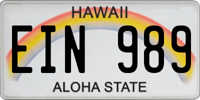 HI license plate EIN989