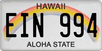 HI license plate EIN994