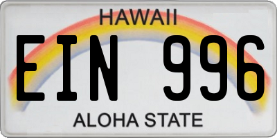 HI license plate EIN996