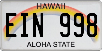 HI license plate EIN998
